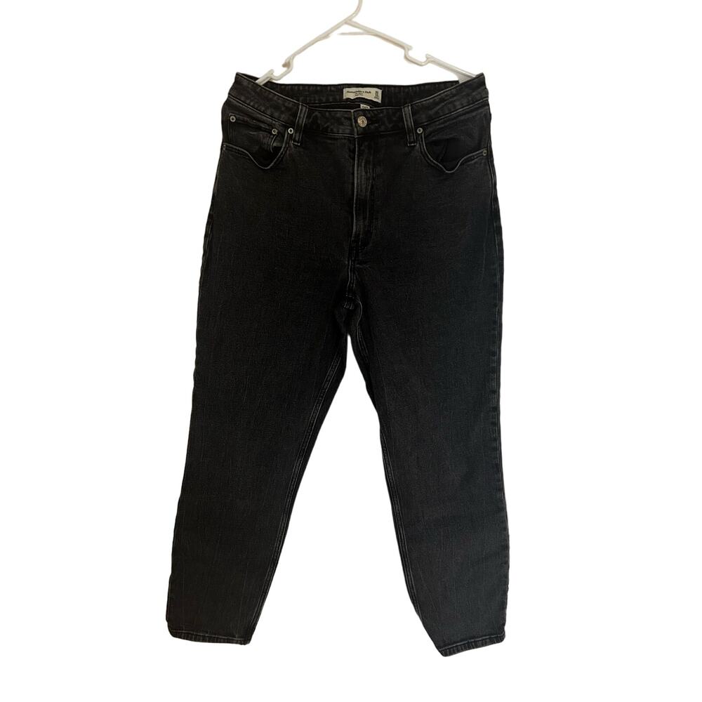Abercombie & Fitch high rise mom jeans Dark black wash denim size 10L